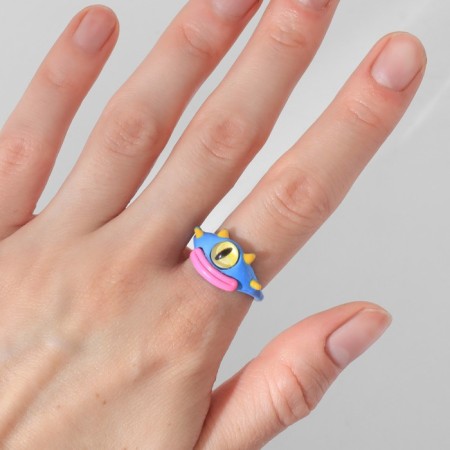 Ring "Montrustrik" with four horns, the color is blue, dimensionless-2