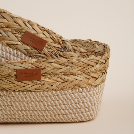 A set of baskets for storing manual weaving, cotton, corn, 2 pcs: 28x18x10, 30x20x12 cm-3