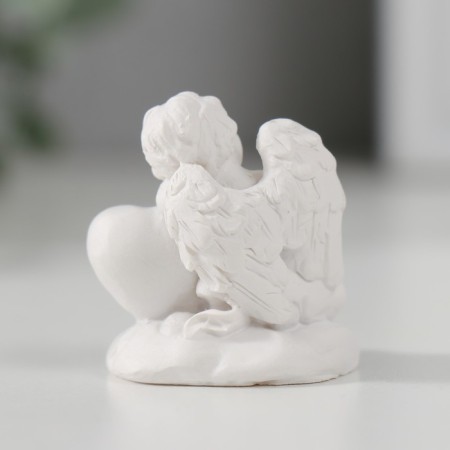 Polystone souvenir "Snowty Angel sits in a hug with a heart" 3.5x2.7x3.2 cm-2