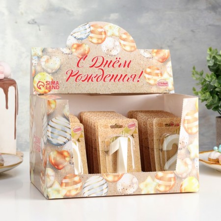 Show Box with candles for the Cake "Gran", Pearl, 30 pcs, 8 cm