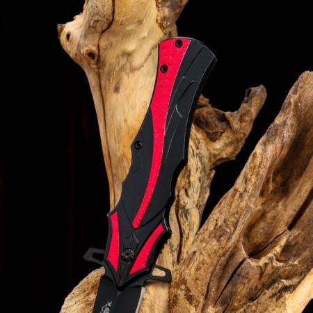 The knife of the folding "flame" black, red strip, 21.5cm, blade 9.5cm-4