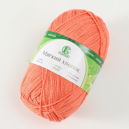 Yarn "soft cotton" 70% cotton, 30% nylon 220m/100g (036 apricot)-1