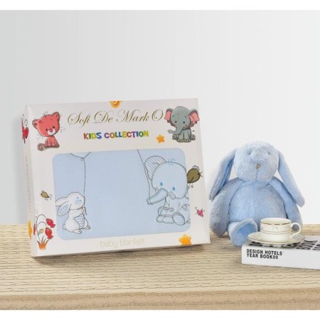Blanket "Elephant", size 90x120 cm, blue color