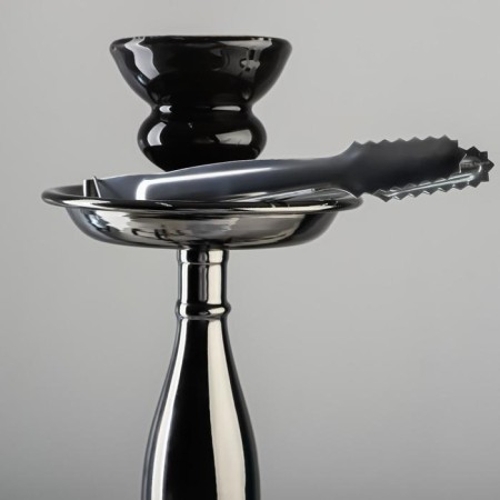 Hookah 65 cm, 2 tubes, black carved sausage, 60 x 14.5 cm-5