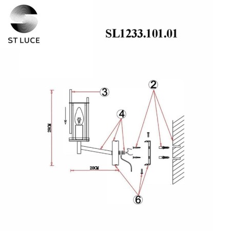 Sconces st. SL1233.101.01. Bitonto. 1x60 W, E14, 10x28 cm, Nickel color-4