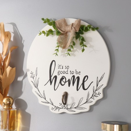 Decorative wood hooks "It is good to be at home. Balt and eucalyptus" 23.5x23.5 cm-1