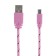 Luazon cable, microUSB - USB, 1 A, 1 m, nylon braid, pink