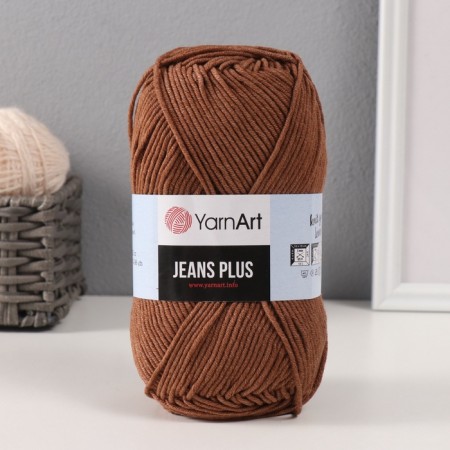Yarn "Jeans Plus" 55% cotton, 45% acrylic 160m/100g (40 dark beige)-4