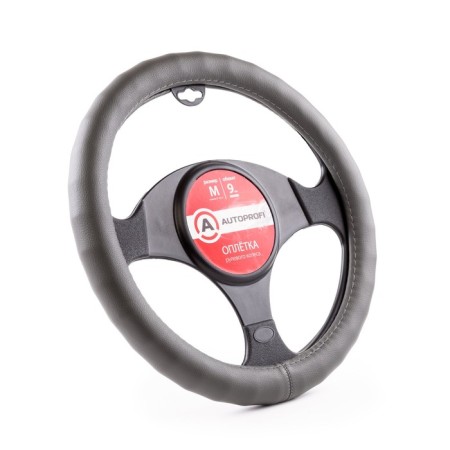 Autoprofi steering wheel, eco-leather steering, 9 cm girth, dark gray, size m, 37-39 cm