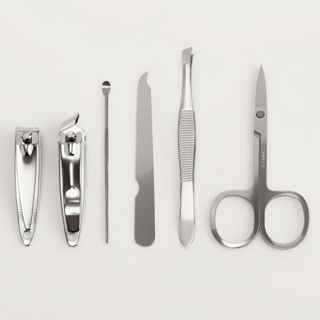 Manicure set, 6 items, in a case, pink-1