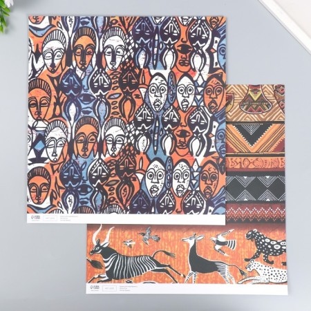 Scrapbooking paper bilateral "Africa" ​​density 180 g 30.5x32 cm-1