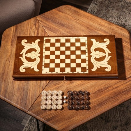 Handmade backgammon "Coat of arms", 60x30 cm, with a chess field, Armenia-1