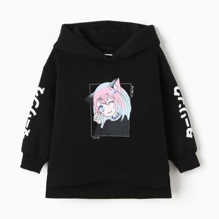 Sweatshirt for girls, black color, height 104 cm-5