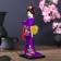 Collector doll "Japanese in a purple kimono with flute" 25x9.5x9.5 cm