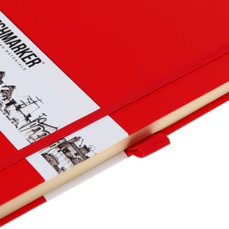Sketchmarker sketchbook, 210 x 300 mm, 80 sheets, solid leather cover, red, block 140 g/m2-4