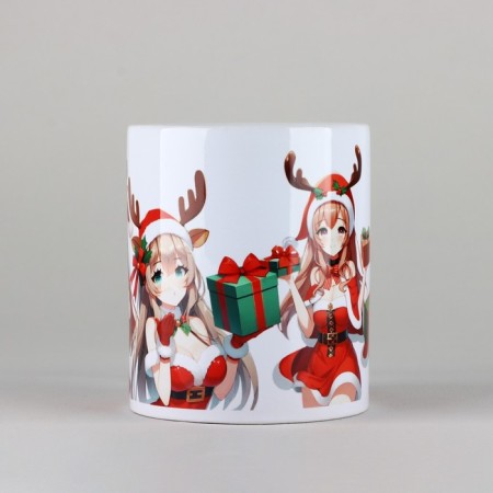 New Year's ceramic mug "New Year's anime", 320 ml, white color-1