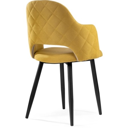 Stool on a metal frame Gutride metal/velor, black/yellow 51x56x82 cm-4