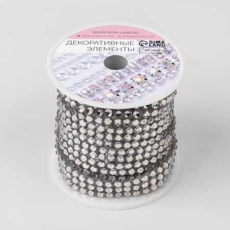 Thermoclay rhinestones, d = 4 mm, width - 12 mm, 4.5 ± 0.5 m, silver color-2
