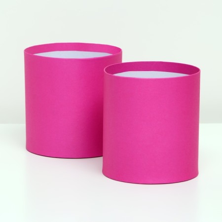 Set of round boxes 2B1, "fuchsia", without a cover, 10 x 10 x 10.5 cm-1