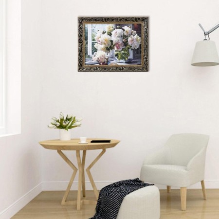 Tapestry "Piones on the window" 34*43 cm, Rama Mix-12