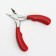 Pigitan nippers with a hidden spring, with a plastic handle, curved blade, 13 cm, blade length - 17 mm, silver/red color