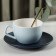 Tea couple ceramic with a spoon "Ariel", 2 items: a cup 250 ml, a saucer