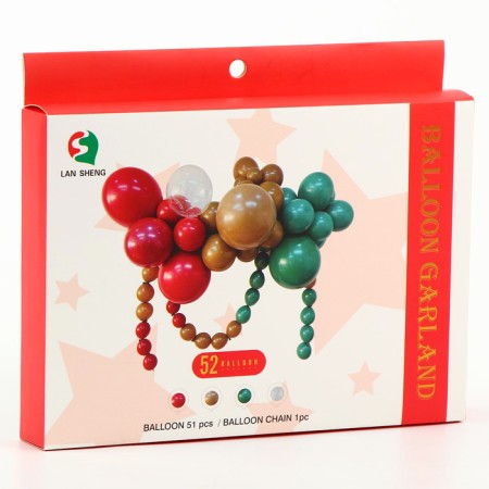 Set for creating compositions from balloons, set of 52 pcs., Red, green, brown-1