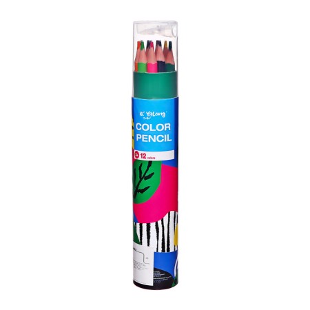 Pencils 12 colors, in a tube, hexagonal, wooden, abstraction-4