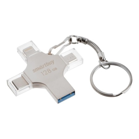 Flash drive Smartbuy MC15 Metal Quad, 4-In-1 OTG, 128 GB, USB3.0, Type-C, Microusb, Lightning