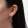 Hanging earrings with rhinestones "Heart" asymmetry, red color in black gold, 6.2 cm