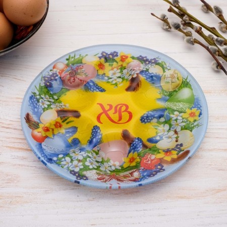 Glass stand for 6 eggs "Easter wreath", 18 x 18 cm-3
