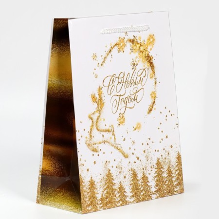Laminated vertical "Golden Blizzard", ML 21 x 25 x 8 cm, New Year-1