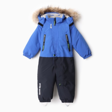 Winter overalls for boys, cornflower color, height 80 cm