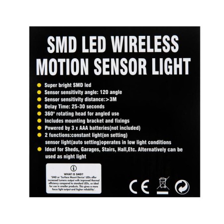 Wall lamp, rotating, with a motion sensor, from batteries 3*aaa, 9 LED, 6500K-7
