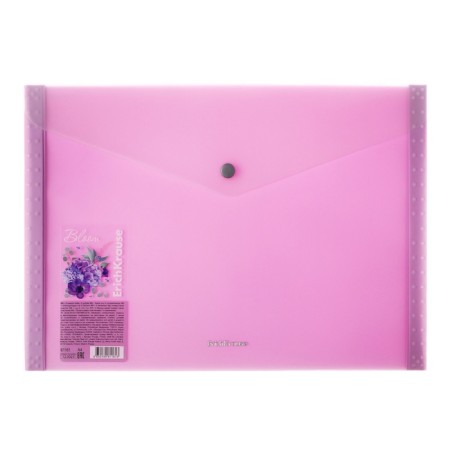 A4, 550 μm button, Erichkrause "Matt Pastel Bloom", with extension, 4 compartments, translucent, embossing "Sand", mix-1