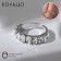 Ring Right Rectangles, white color in silver, dimensionless