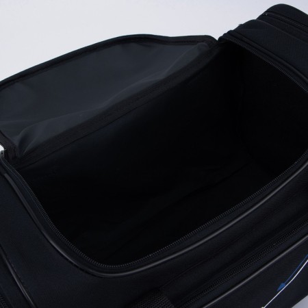 Road bag with lightning, 3 outer pockets, long belt, black/blue color-2