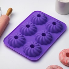 Baking uniform “Cupcake”, silicone, 26 × 18 × 3.5 cm, 6 cells (7.5x7.5x2.5 cm), lilac color