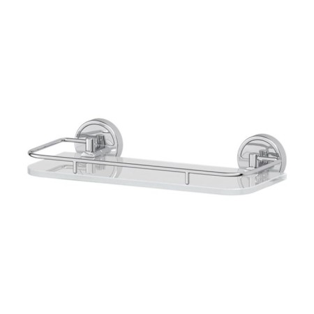 Shelf with holders, width 30 cm, matte glass, chrome