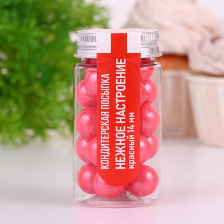 Confectionery Sprinking "Delicate Mood", 14 mm, red, 50 g-1