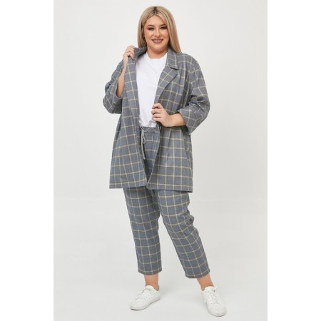 Female costume, size 54, gray-blue color