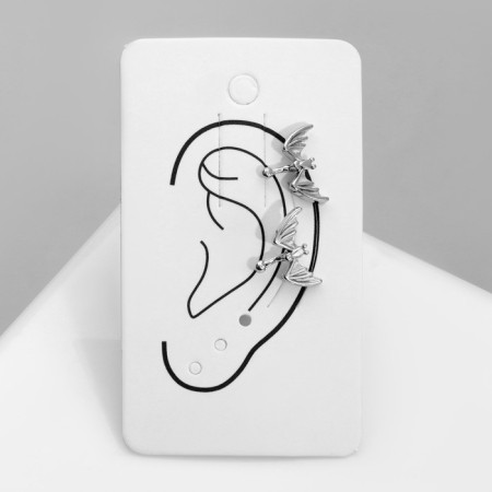 Earrings "Kuffa" bat, silver color-3