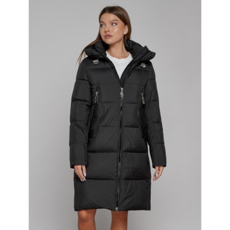 Coat insulated winter female, size 44, black color-7