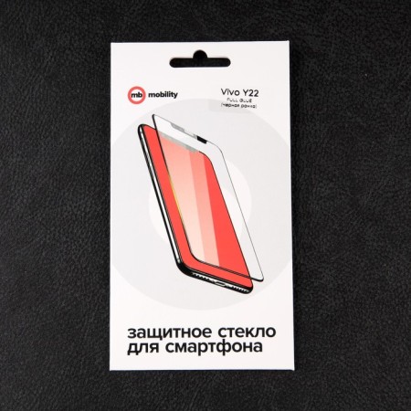 Protective glass Mobility, for Vivo Y22, full glue, black-2
