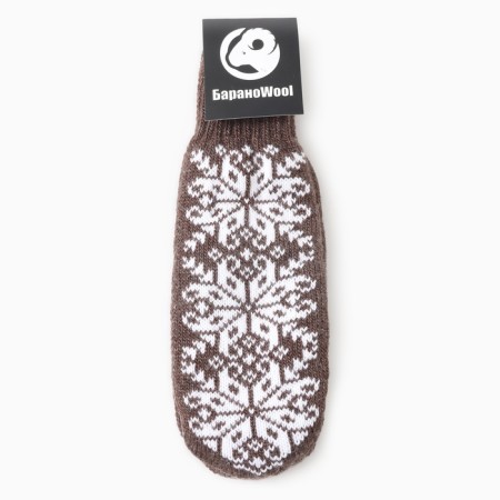 Double female mittens, brown color, river 18-3