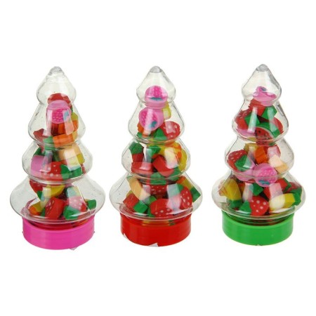 A set of figured erasers, 30 pcs., Figures in a bottle of plastic "Christmas tree", mix-1