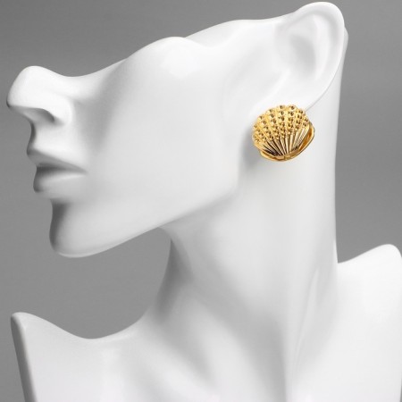 Earrings Metal "Chord" shell, rays, color gold-4