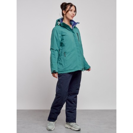 Ski costume female winter, size 52, green color-2