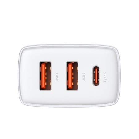 Charger Baseus Compact Quick Charger 2*USB+USB-C, 3A, 30W, White-4