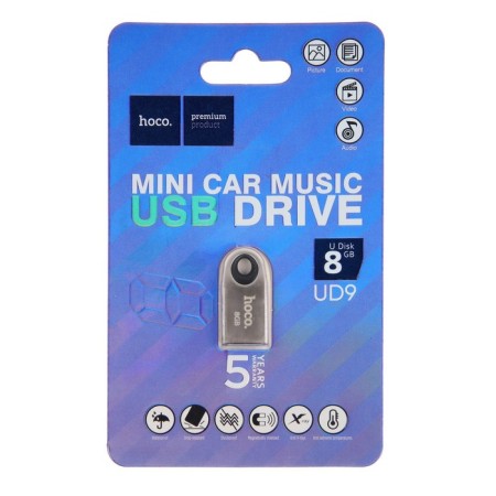 Флешка Hoco UD9 Insightful, 8 Гб, USB2.0, чт до 25 Мб/с, зап до 10 Мб/с, металл, серая-4